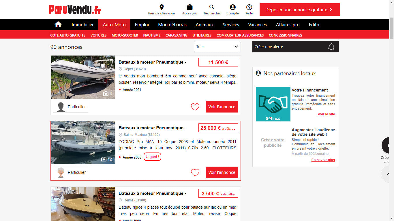 Les meilleurs sites pour l'achat de bateau pneumatique d'occasion