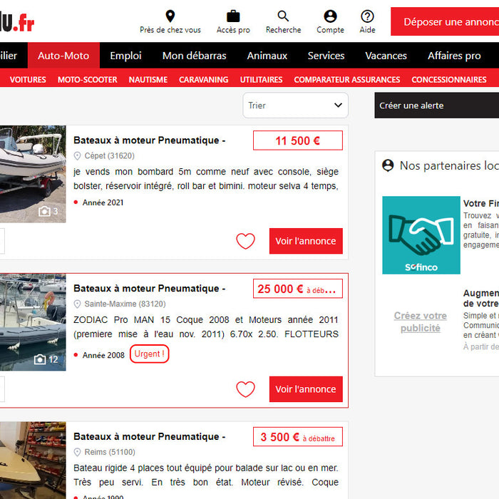 Les meilleurs sites pour l'achat de bateau pneumatique d'occasion